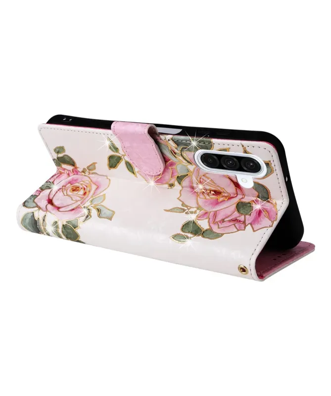 Housse Samsung Galaxy A17 5G à Roses Rehaussées d'Or