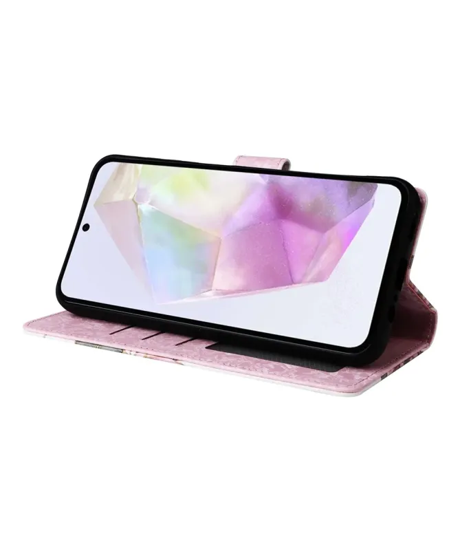 Housse Samsung Galaxy A17 5G à Roses Rehaussées d'Or