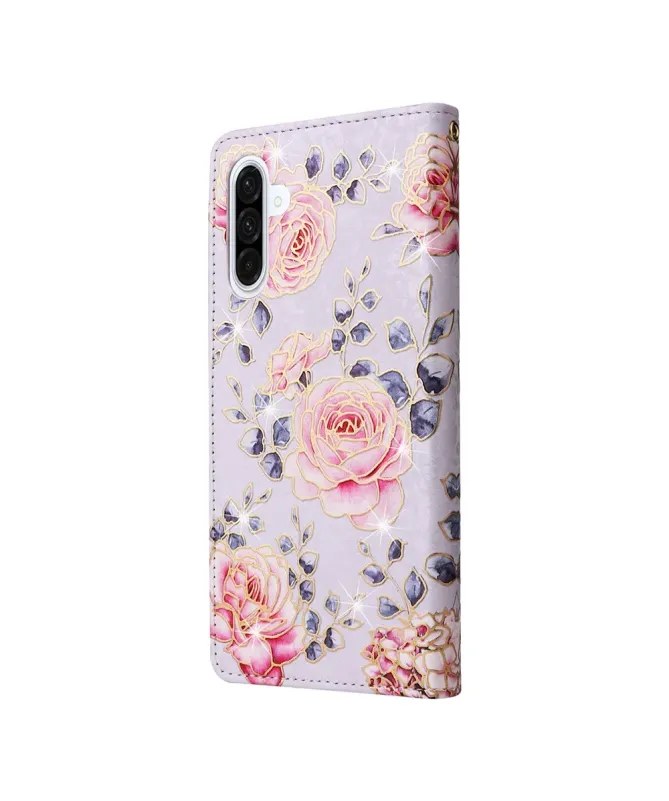 Housse Samsung Galaxy A17 5G à Roses aux Contours Dorés