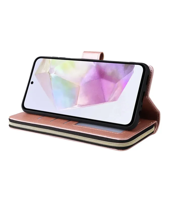 Housse Samsung Galaxy A17 5G Portefeuille Grande Capacité à Zip