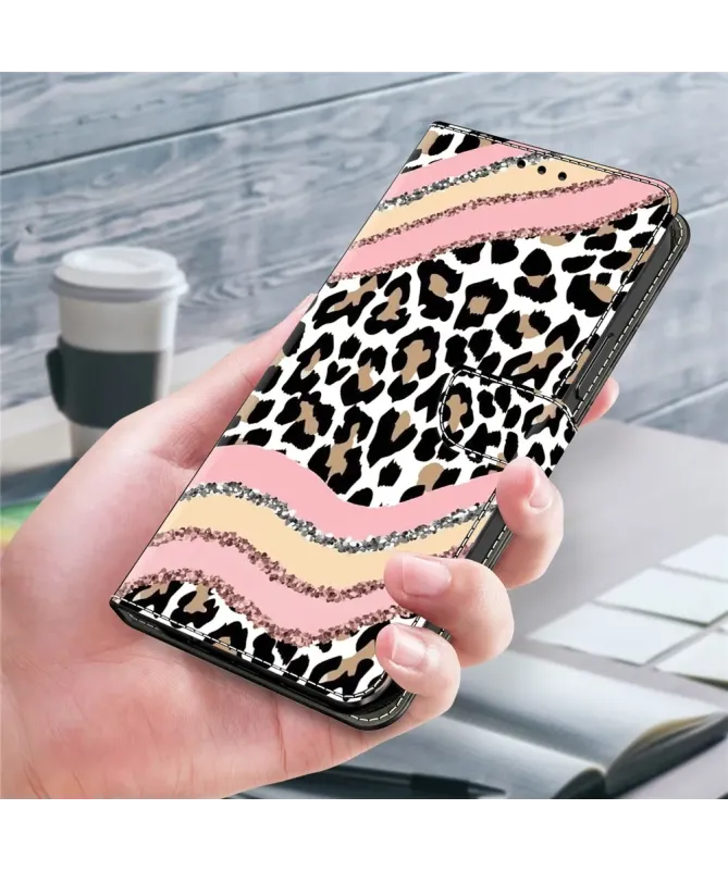 Housse Samsung Galaxy A17 5G Léopard et Vagues Pailletées