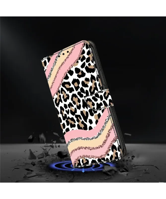 Housse Samsung Galaxy A17 5G Léopard et Vagues Pailletées