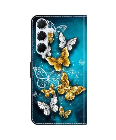 Housse Samsung Galaxy A17 5G à Papillons d'Or et d'Argent