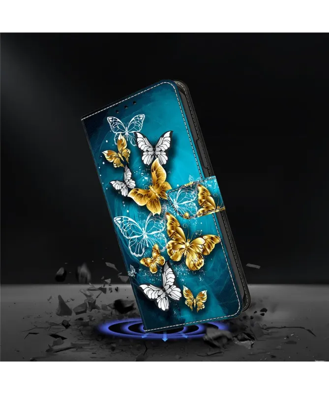 Housse Samsung Galaxy A17 5G à Papillons d'Or et d'Argent