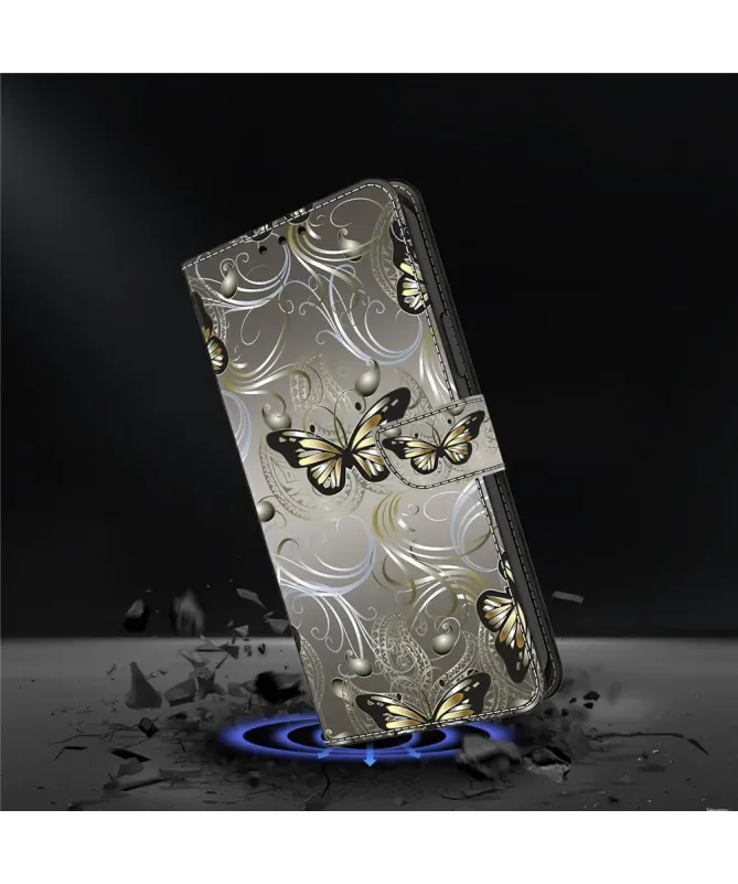 Housse Samsung Galaxy A17 5G à Papillons Dorés Baroques