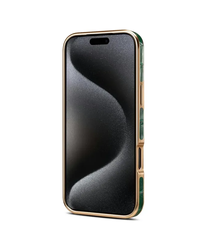 Coque iPhone 17 Pro Max Crocodile Luxe en Cuir Véritable Doré