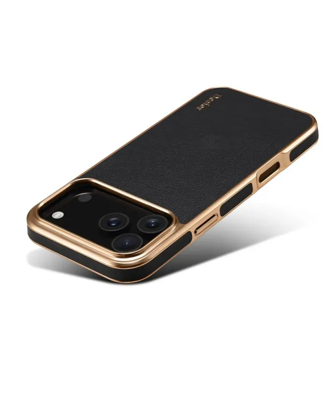 Coque iPhone 17 Pro Max "Prestige" en Cuir Véritable Doré