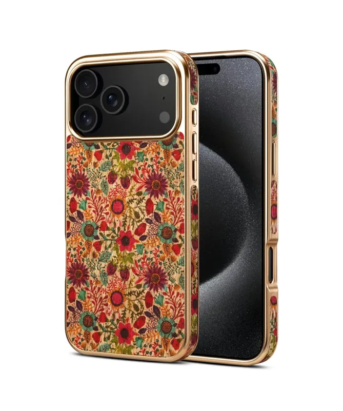 Coque iPhone 17 Pro Max "Fleurs d'Automne" Dorée