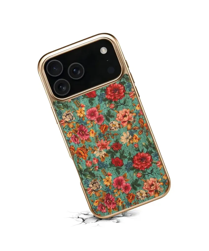 Coque iPhone 17 Pro Max "Tapisserie Florale" Dorée
