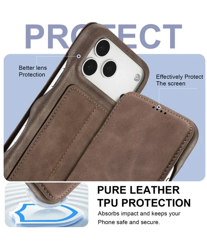 Coque iPhone 17 Pro Max LC.IMEEKE avec rabat simili cuir