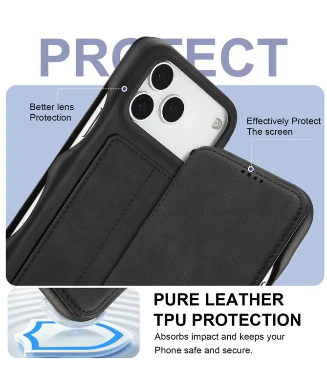 Coque iPhone 17 Pro Max LC.IMEEKE avec rabat simili cuir