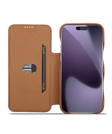 Coque iPhone 17 Pro Max LC.IMEEKE avec rabat simili cuir Marron Clair - photo 27