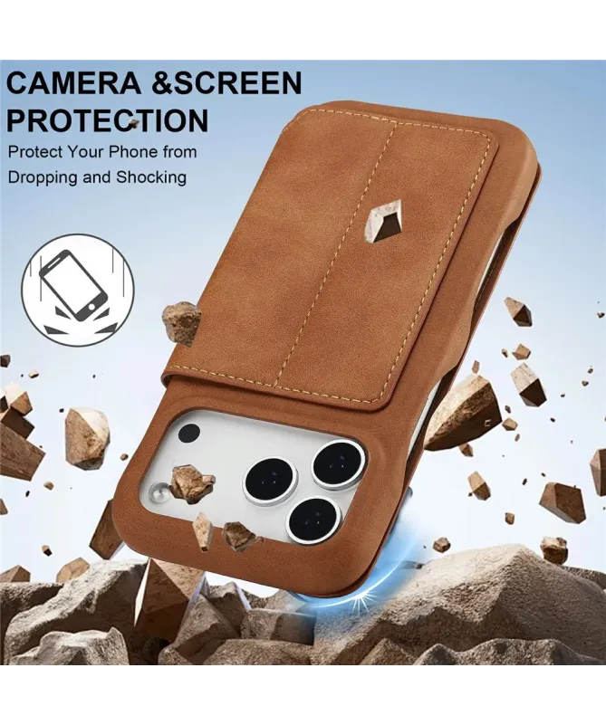 Coque iPhone 17 Pro Max LC.IMEEKE avec rabat simili cuir