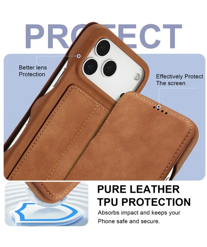 Coque iPhone 17 Pro Max LC.IMEEKE avec rabat simili cuir