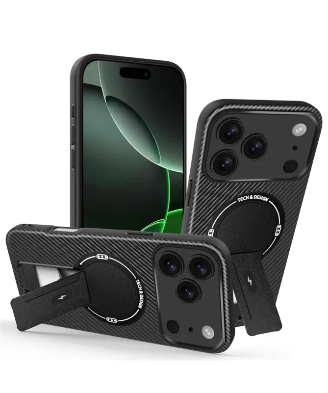 Coque iPhone 17 Pro Max Fibre de Carbone avec Support MagSafe