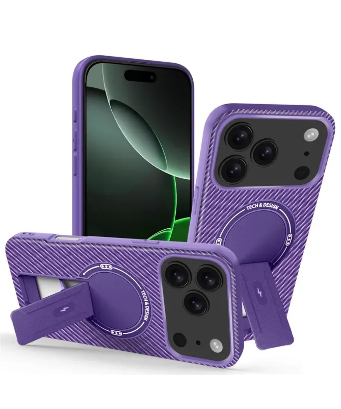 Coque iPhone 17 Pro Max Fibre de Carbone avec Support MagSafe