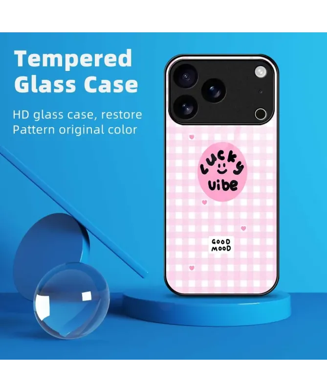 Coque iPhone 17 Pro Max "Lucky Vibe" Vichy Rose