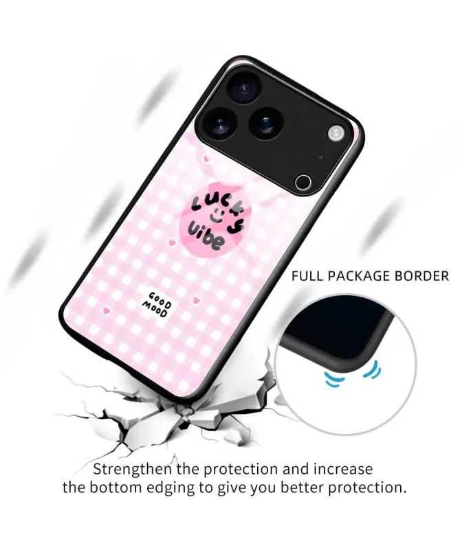 Coque iPhone 17 Pro Max "Lucky Vibe" Vichy Rose