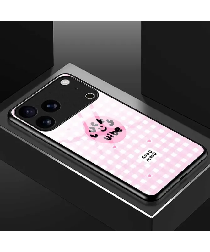 Coque iPhone 17 Pro Max "Lucky Vibe" Vichy Rose