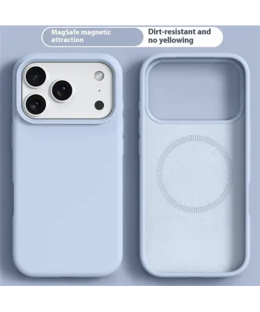 Coque iPhone 17 Pro Max Compatible MagSafe en Silicone Liquide | V1 Bleu clair - photo 14