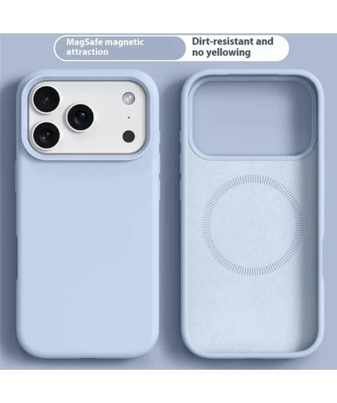 Coque iPhone 17 Pro Max Compatible MagSafe en Silicone Liquide | V1 Bleu clair - photo 14