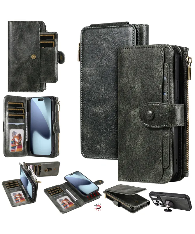Housse iPhone 17 Pro Max Portefeuille Zippé Détachable