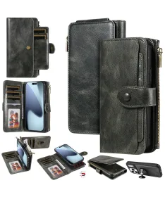 Housse iPhone 17 Pro Max Portefeuille Zippé Détachable