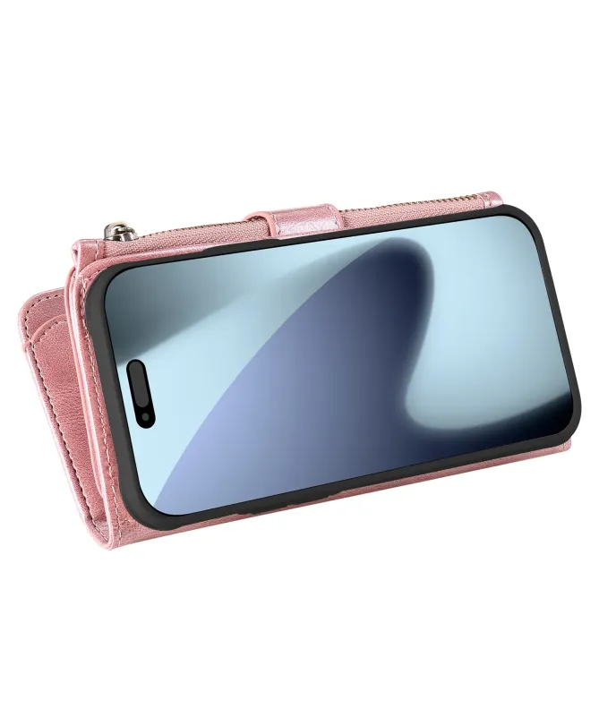 Housse iPhone 17 Pro Max Portefeuille Zippé Détachable