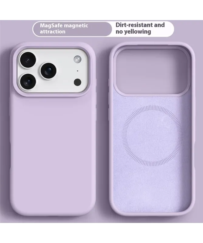 Coque iPhone 17 Pro Max Compatible MagSafe en Silicone Liquide | V1 Violet clair - photo 23
