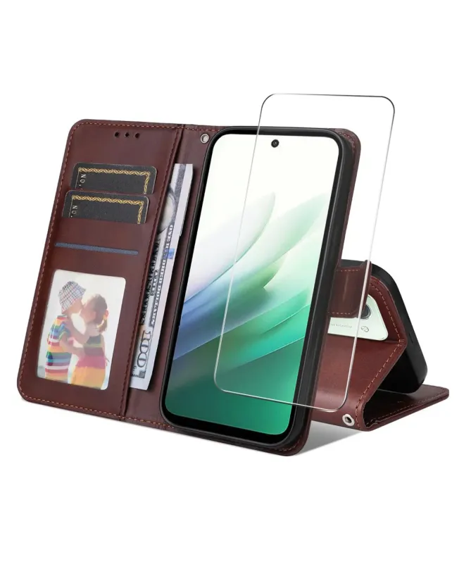 Housse Xiaomi Redmi 15 4G Portefeuille avec Verre Trempé