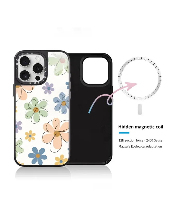 Coque iPhone 16 Pro Max Fleurs Croquis Pastel