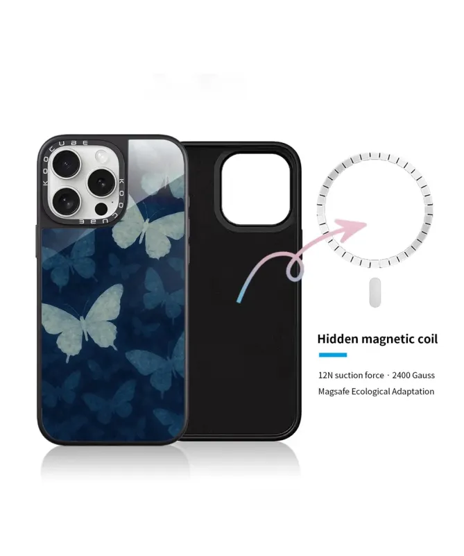 Coque iPhone 16 Pro Max Papillons Bleus Nuit