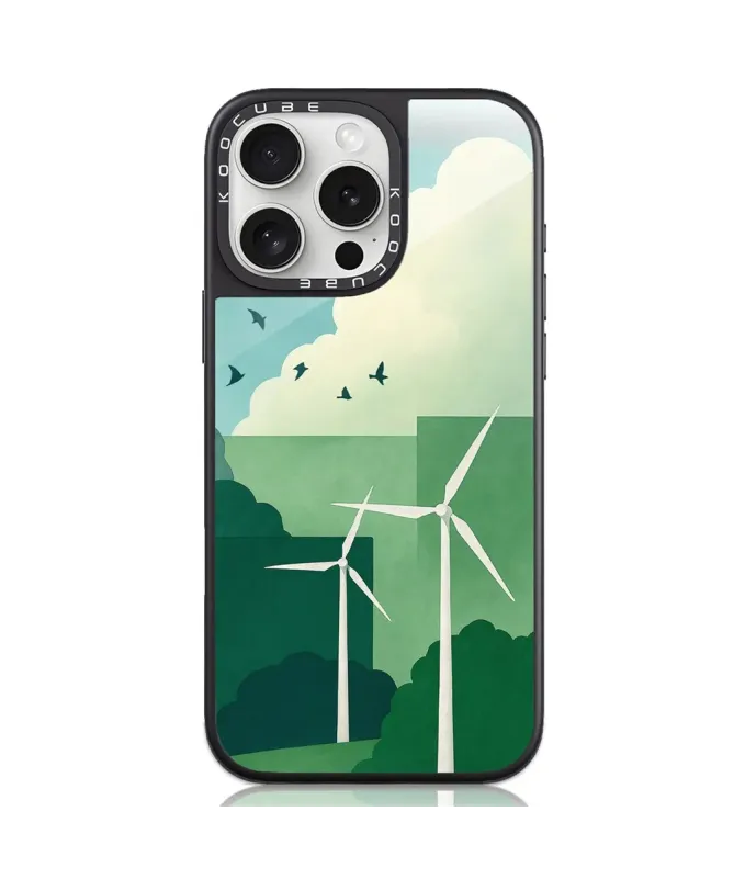Coque iPhone 16 Pro Max Éoliennes Vertes