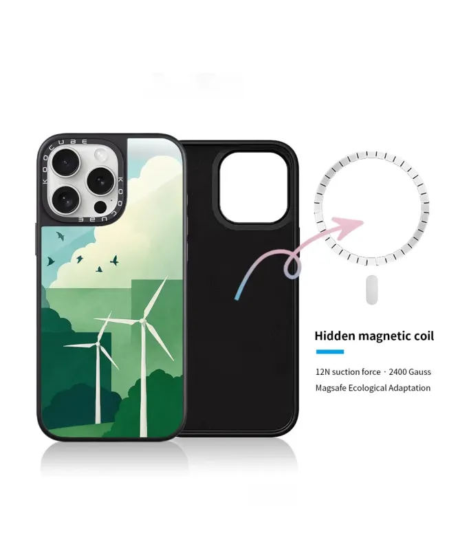Coque iPhone 16 Pro Max Éoliennes Vertes