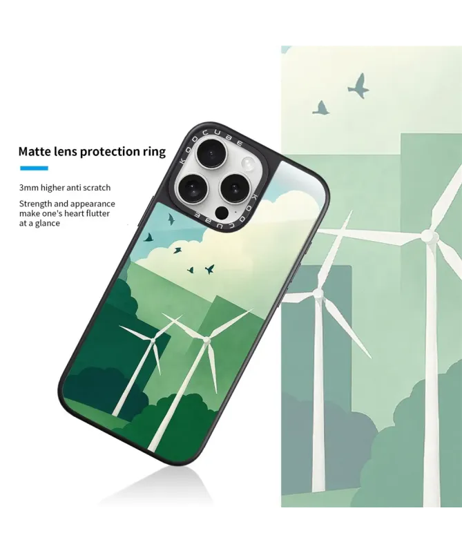 Coque iPhone 16 Pro Max Éoliennes Vertes