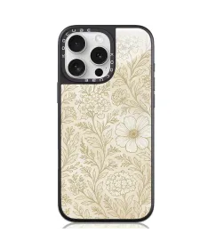Coque iPhone 16 Pro Max Gravure Florale Vintage
