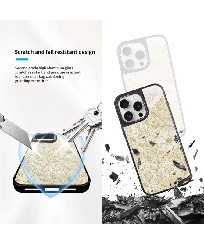 Coque iPhone 16 Pro Max Gravure Florale Vintage