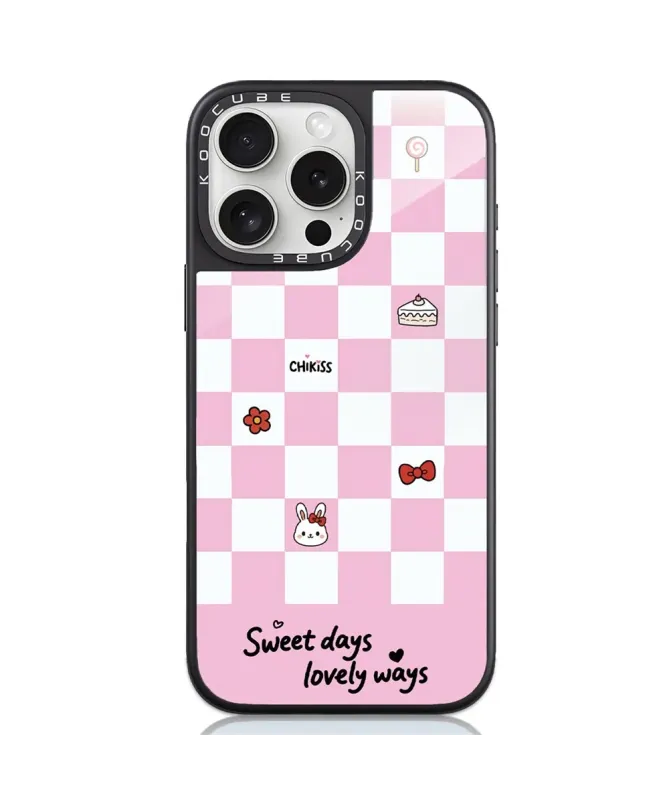 Coque iPhone 16 Pro Max Damier Rose Sweet Days