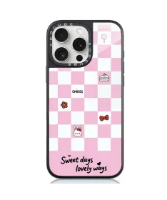 Coque iPhone 16 Pro Max Damier Rose Sweet Days