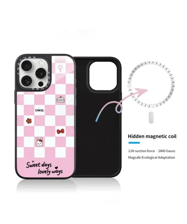 Coque iPhone 16 Pro Max Damier Rose Sweet Days