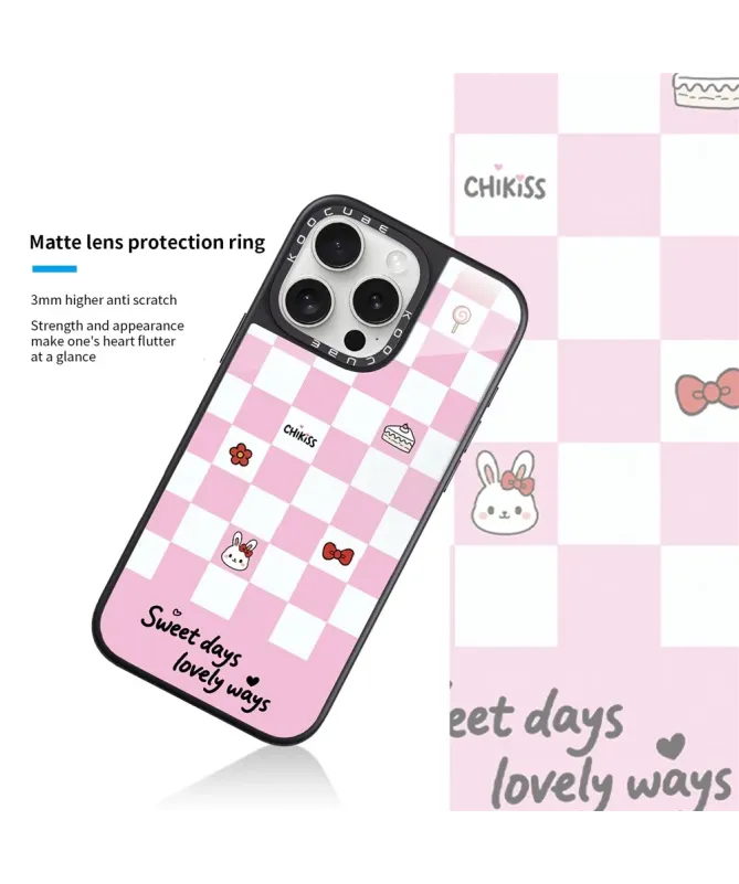 Coque iPhone 16 Pro Max Damier Rose Sweet Days