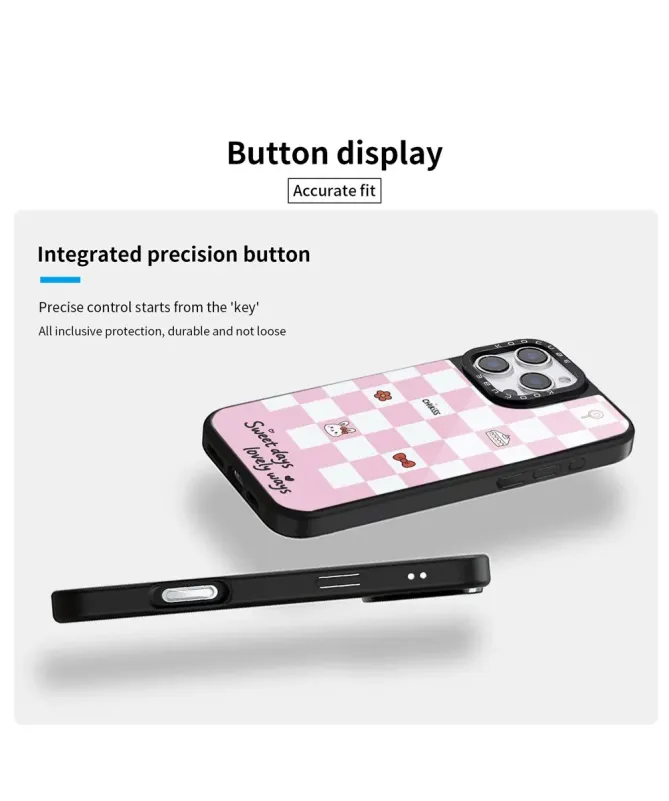 Coque iPhone 16 Pro Max Damier Rose Sweet Days