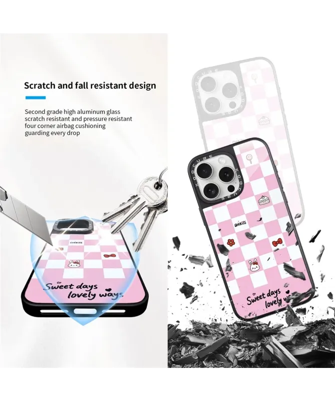 Coque iPhone 16 Pro Max Damier Rose Sweet Days