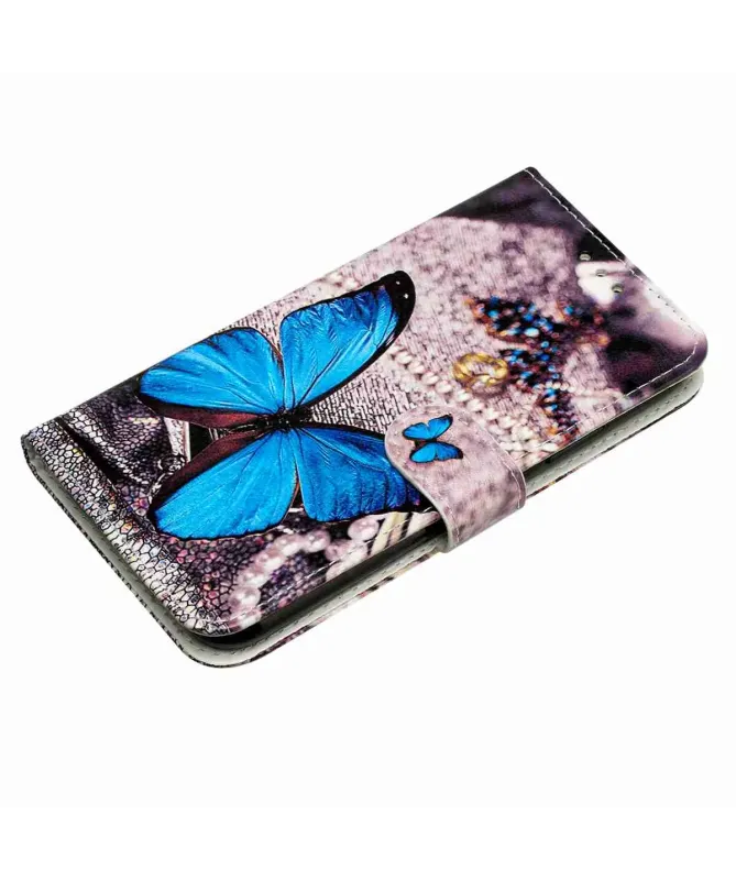 Housse Xiaomi Redmi 15 4G Papillon Bleu et Bijoux