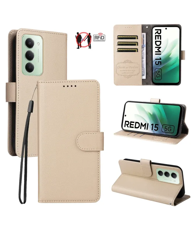 Housse Portefeuille Xiaomi Redmi 15 4G Anti-RFID