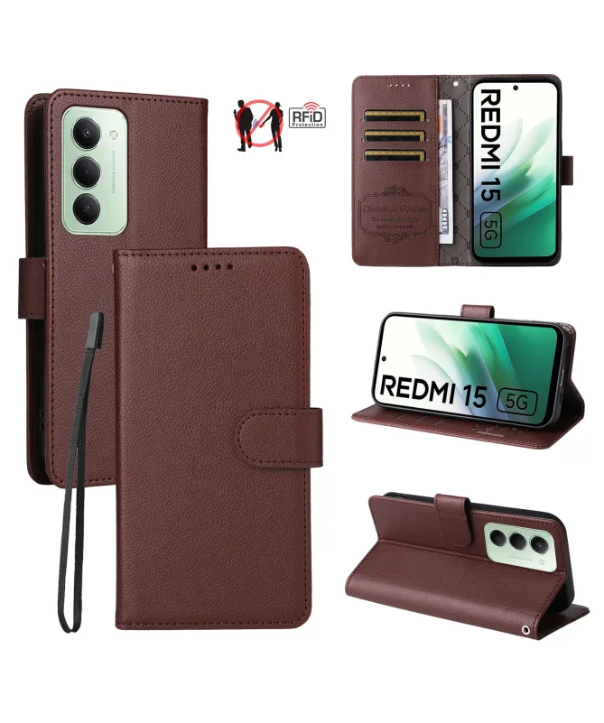 Housse Portefeuille Xiaomi Redmi 15 4G Anti-RFID