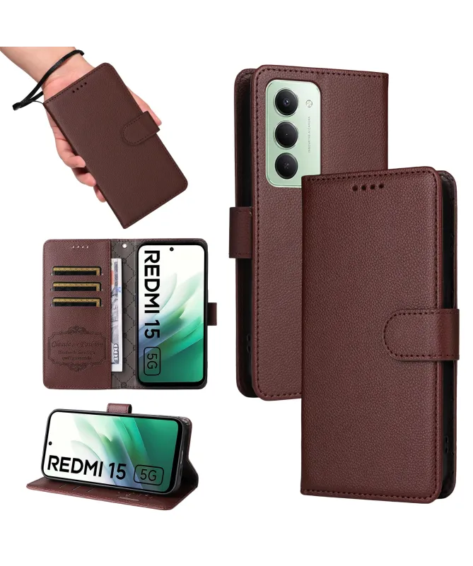 Housse Portefeuille Xiaomi Redmi 15 4G Anti-RFID