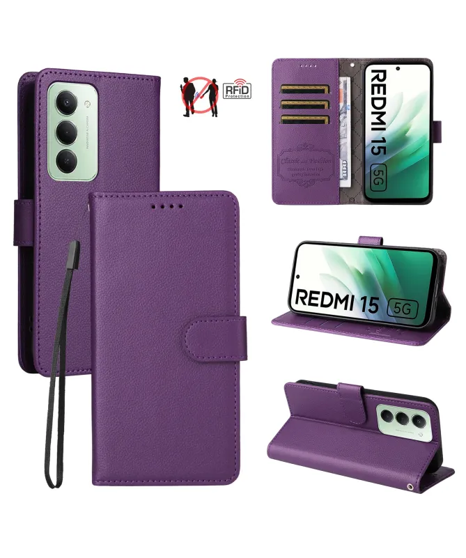 Housse Portefeuille Xiaomi Redmi 15 4G Anti-RFID