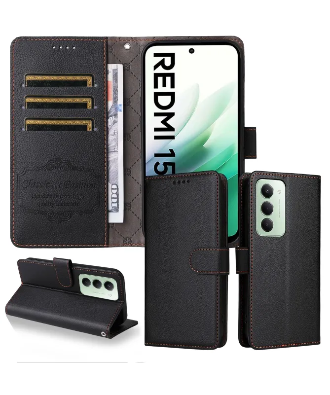 Housse Portefeuille Xiaomi Redmi 15 4G Anti-RFID