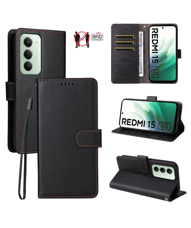 Housse Portefeuille Xiaomi Redmi 15 4G Anti-RFID